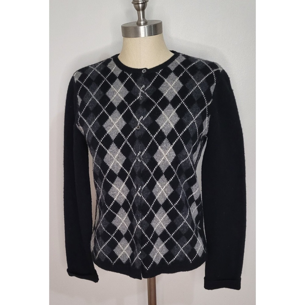 Black and Gray Argyle Women's Sweater